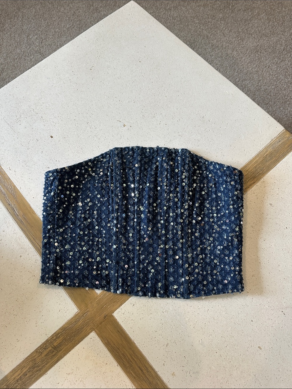 Pretty Little Thing Sparkly Jean Sequin Tube Top